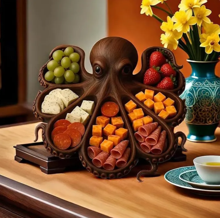 Highland Cow Wooden Charcuterie Board,Wooden Cow Food Platter for Snack