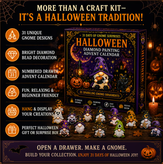 🎃✨ 31 Days of Gnome Surprises Halloween Diamond Painting Advent Calendar