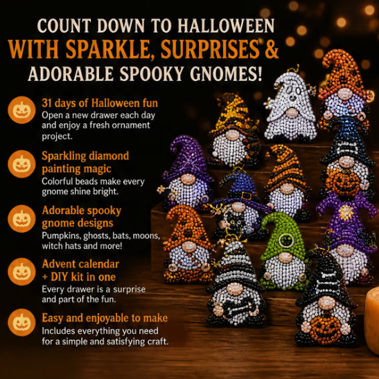 🎃✨ 31 Days of Gnome Surprises Halloween Diamond Painting Advent Calendar