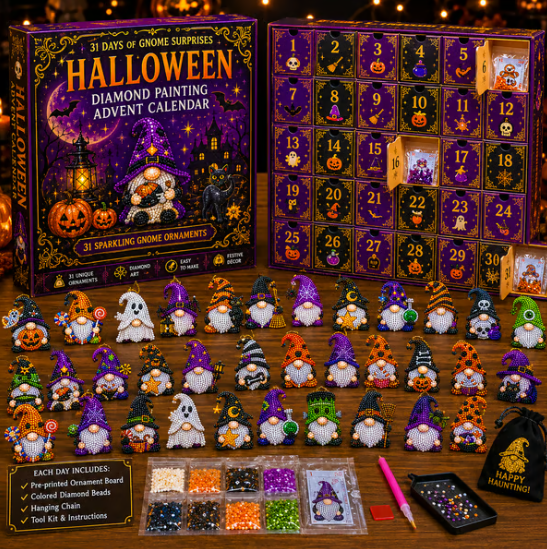 🎃✨ 31 Days of Gnome Surprises Halloween Diamond Painting Advent Calendar
