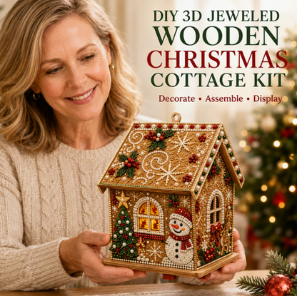 DIY 3D Jeweled Wooden Christmas Cottage Kit ✈️