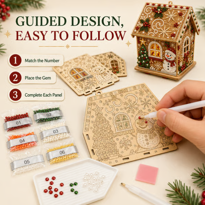 DIY 3D Jeweled Wooden Christmas Cottage Kit ✈️