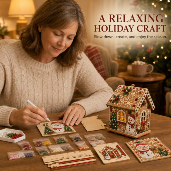 DIY 3D Jeweled Wooden Christmas Cottage Kit ✈️