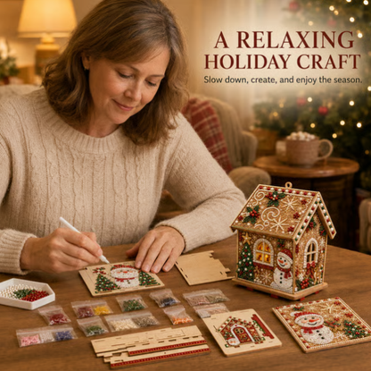 DIY 3D Jeweled Wooden Christmas Cottage Kit ✈️