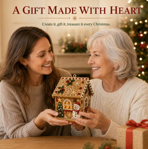DIY 3D Jeweled Wooden Christmas Cottage Kit ✈️