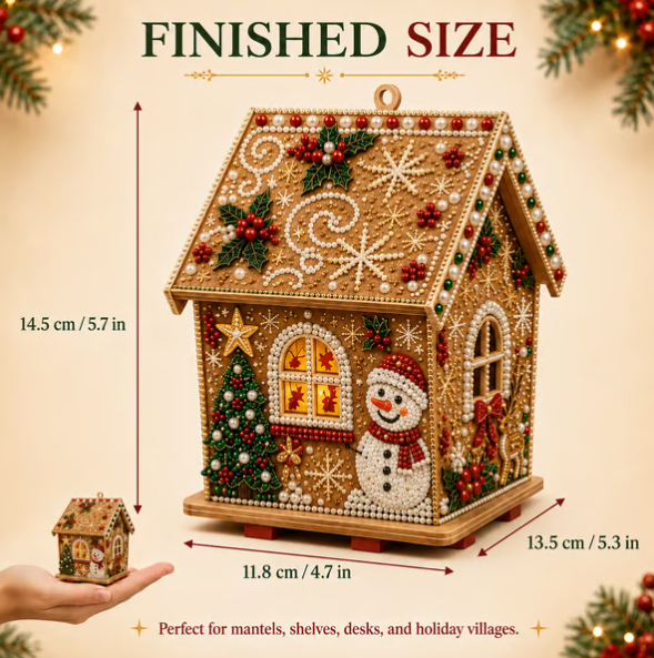 DIY 3D Jeweled Wooden Christmas Cottage Kit ✈️