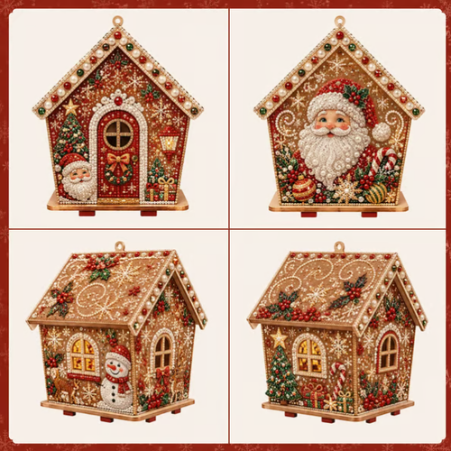 DIY 3D Jeweled Wooden Christmas Cottage Kit ✈️