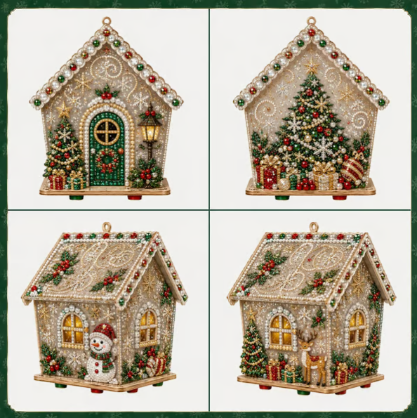 DIY 3D Jeweled Wooden Christmas Cottage Kit ✈️