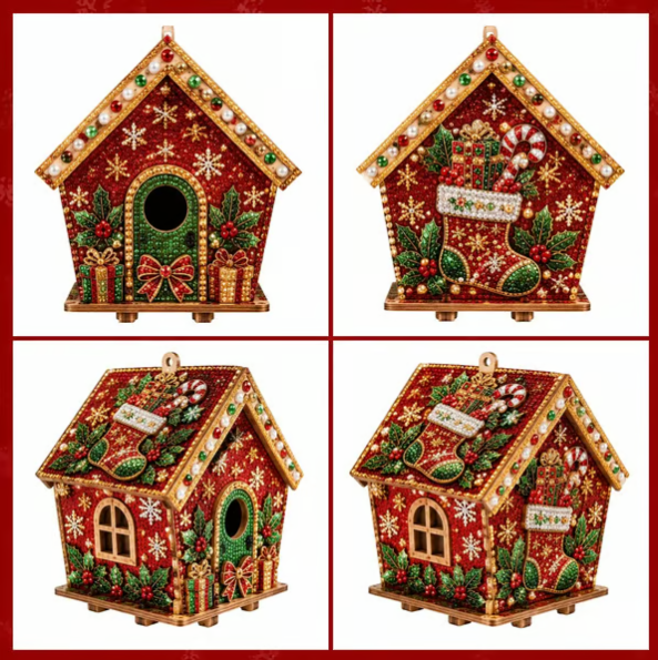 DIY 3D Jeweled Wooden Christmas Cottage Kit ✈️