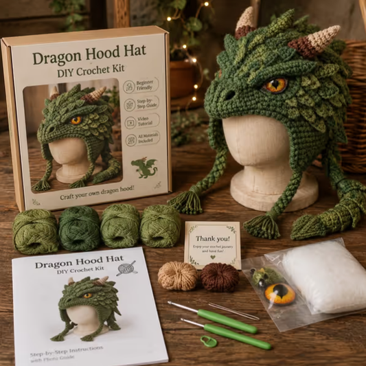 🧵Fantasy Hood Hat DIY Crochet Kit – Create Your Own Magical Wearable Character Hat
