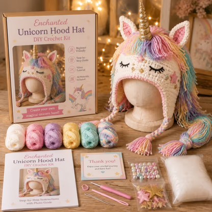 🧵Fantasy Hood Hat DIY Crochet Kit – Create Your Own Magical Wearable Character Hat