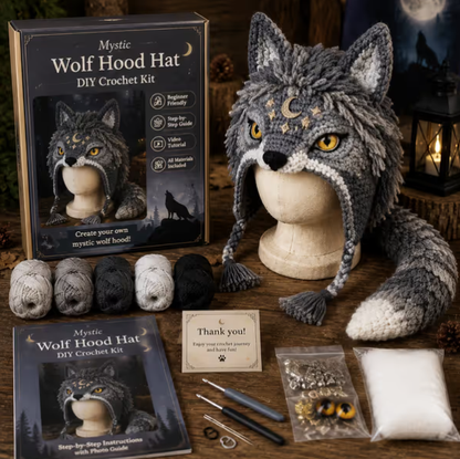 🧵Fantasy Hood Hat DIY Crochet Kit – Create Your Own Magical Wearable Character Hat