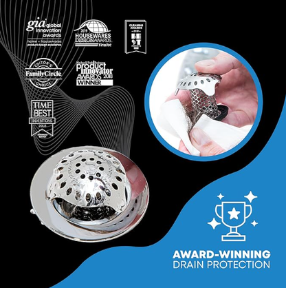 Revolutionary Bath Tub Drain Protector Hair Catcher/Strainer/Snare, Stainless Steel