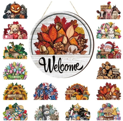 🌸 16Pcs Interchangeable Welcome Sign for Beautiful Front Door Decor ✨