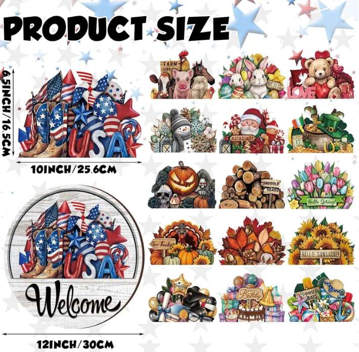 🌸 16Pcs Interchangeable Welcome Sign for Beautiful Front Door Decor ✨
