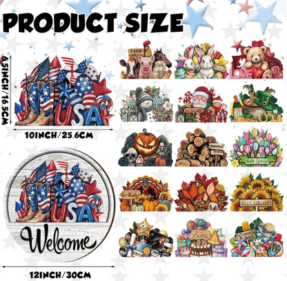 🌸 16Pcs Interchangeable Welcome Sign for Beautiful Front Door Decor ✨