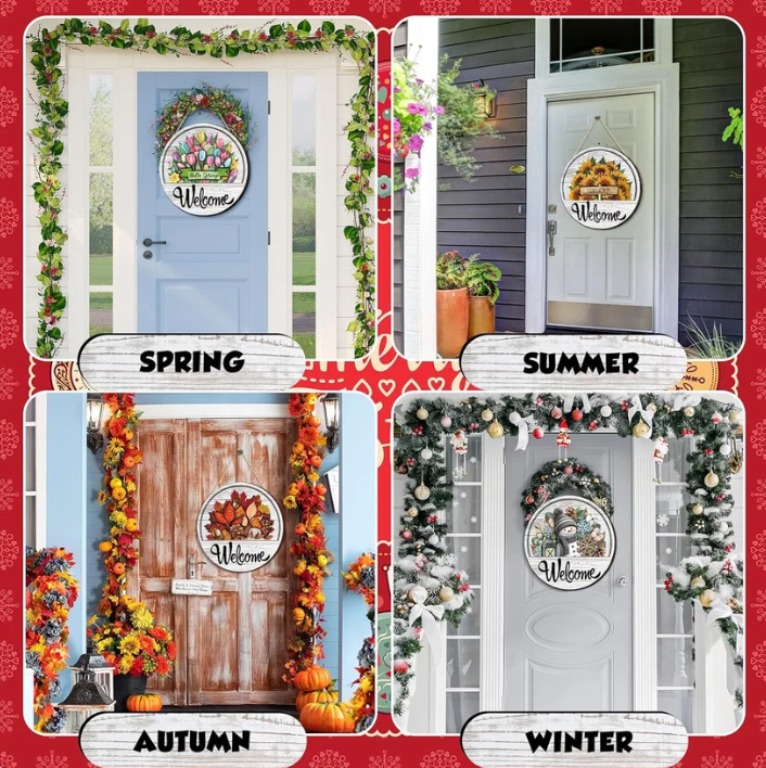 🌸 16Pcs Interchangeable Welcome Sign for Beautiful Front Door Decor ✨