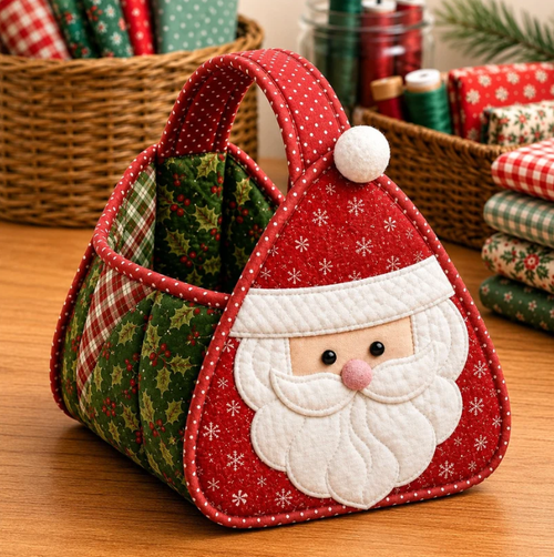 🎄 Christmas Quilted Carry Basket Sewing Kit – Create Your Own Festive Decor ✨