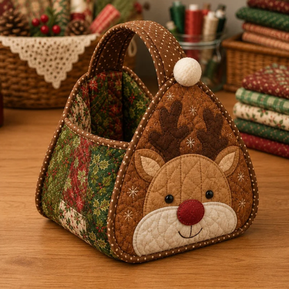 🎄 Christmas Quilted Carry Basket Sewing Kit – Create Your Own Festive Decor ✨