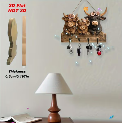 Rustic Highland Cow Wooden Hanging Ornament