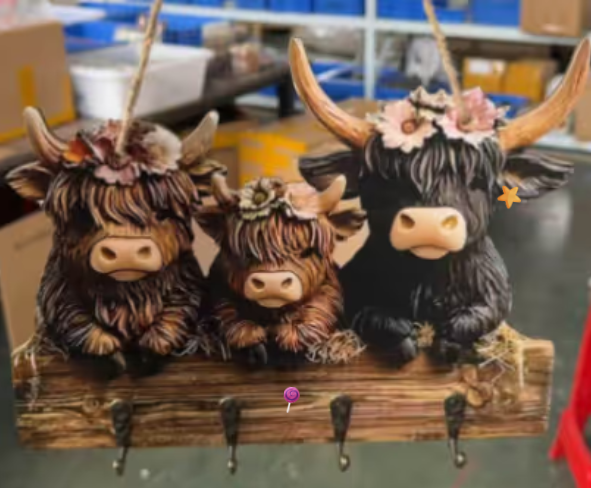 Rustic Highland Cow Wooden Hanging Ornament