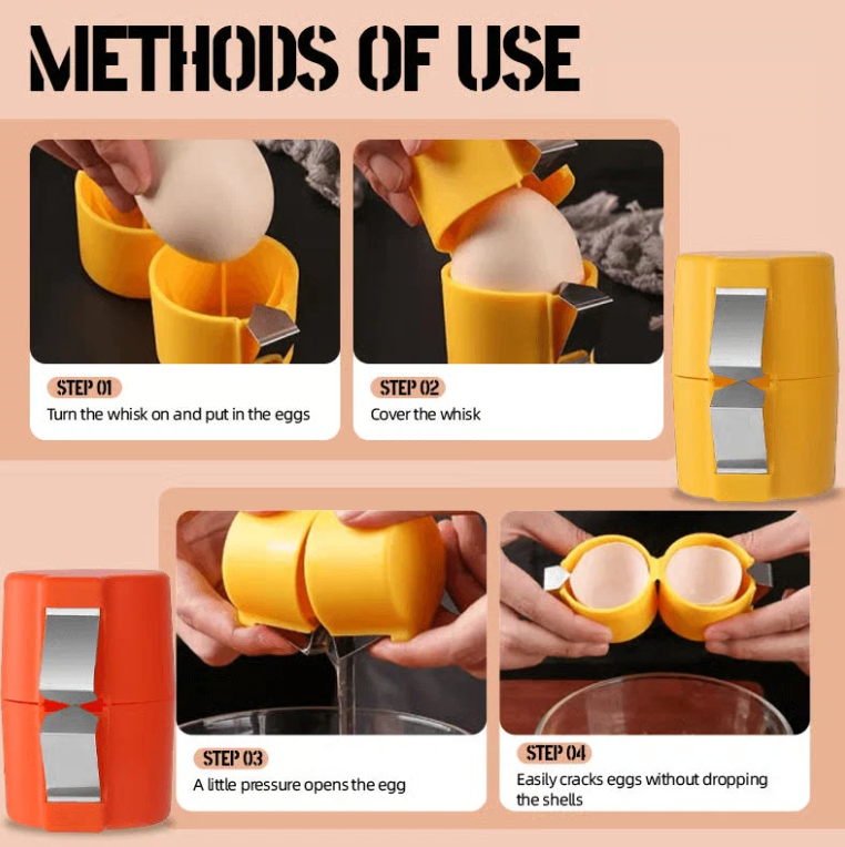 ✨Quick Egg Cracker Tool – Fast Clean Egg Opener for Kitchen Baking
