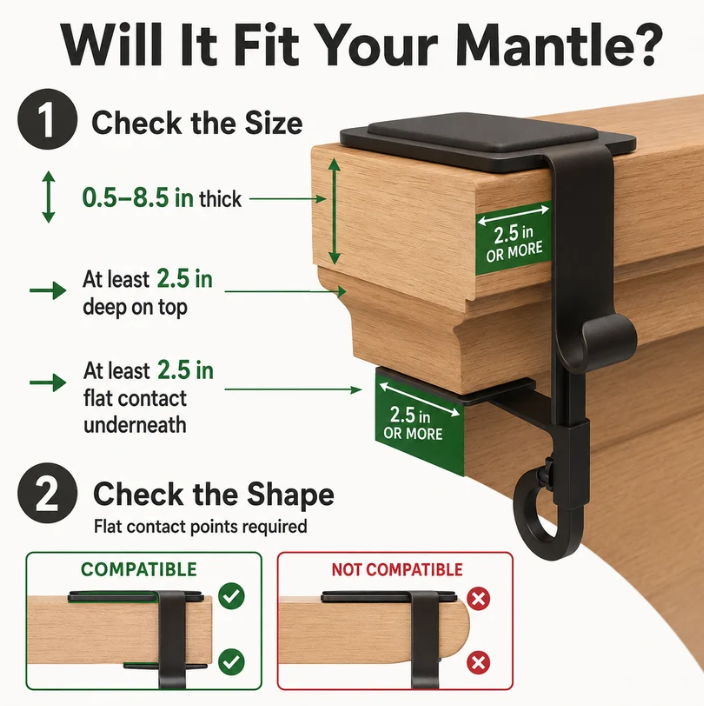 Adjustable Stocking & Garland   Mantle Hangers