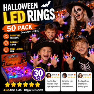 ⏰Last day Promotion 🔥-✨ LED Light Halloween Glowing Ring💍 | Flashing Light-Up Party Favor for Halloween Night 👻