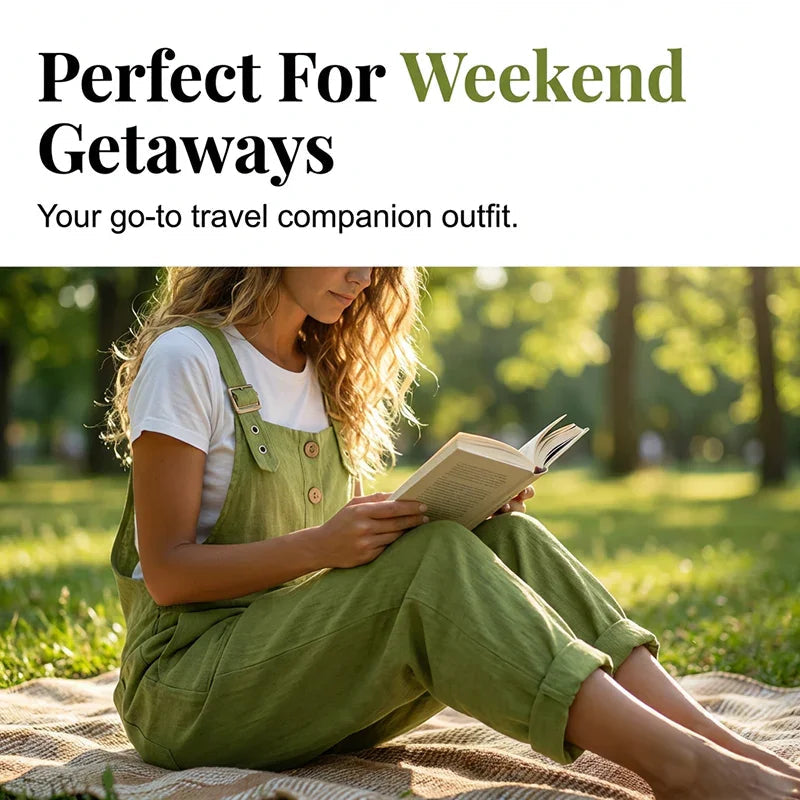 👖 LIMITED TIME 50% OFF! 🌿 Women's Casual Loose Fit Overalls – Button Front, Deep Pockets, Relaxed Style 🍃