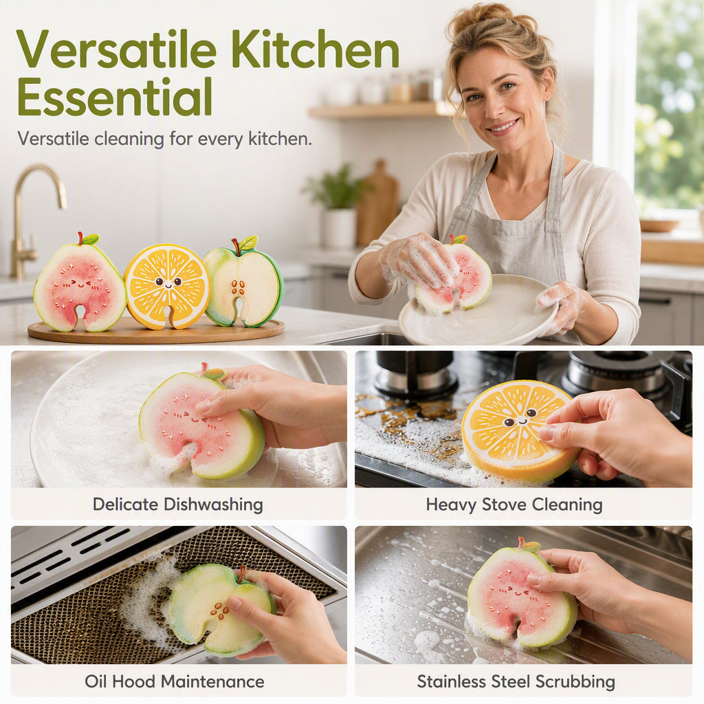 🔥 Last Day 50% OFF✨-🍓 Cute Fruit-Shaped Dishwashing Sponge for Easy, Scratch-Free Kitchen Cleaning ✨